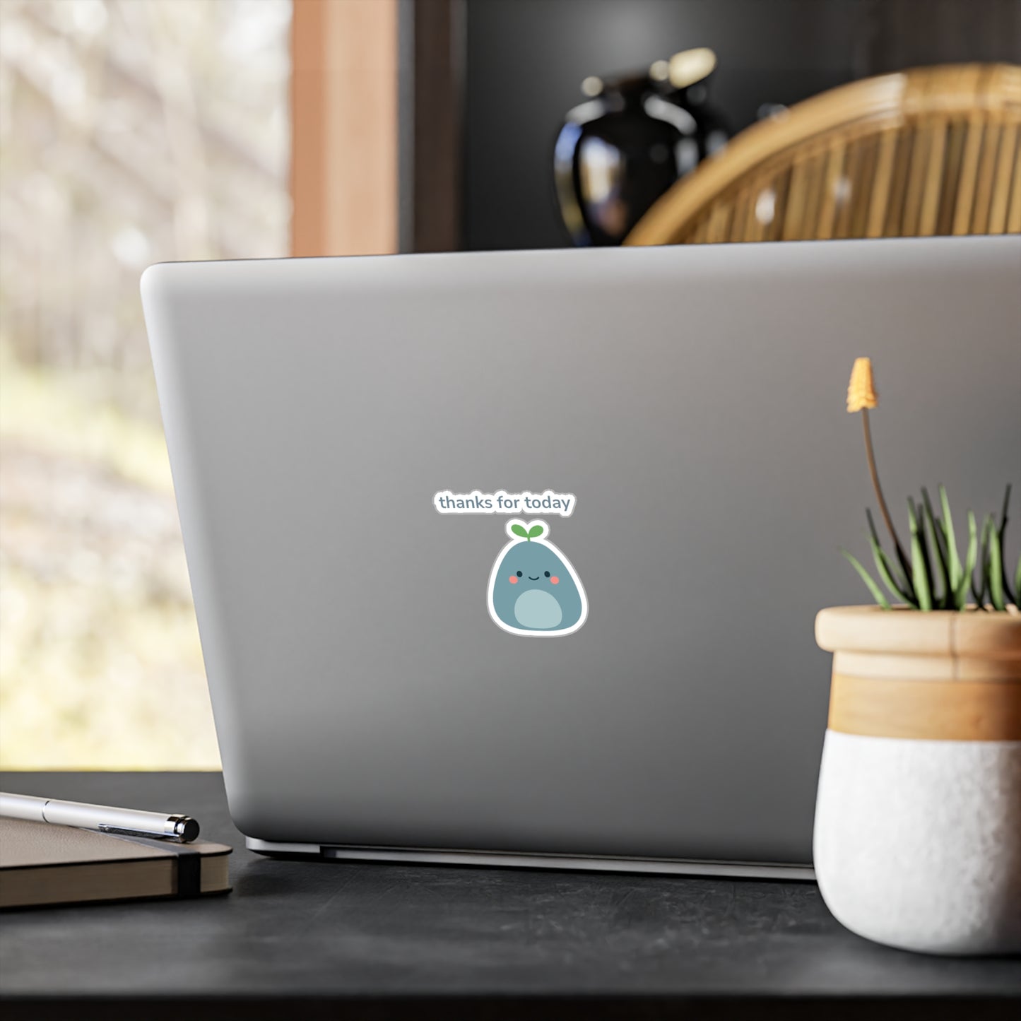 Thanks for Today with Quiet Mate Cute Avocado Vinyl Decal | Sticker | Kawaii Wall Decor, Planner Accessory, Gift for Friends, Positive Affirmation