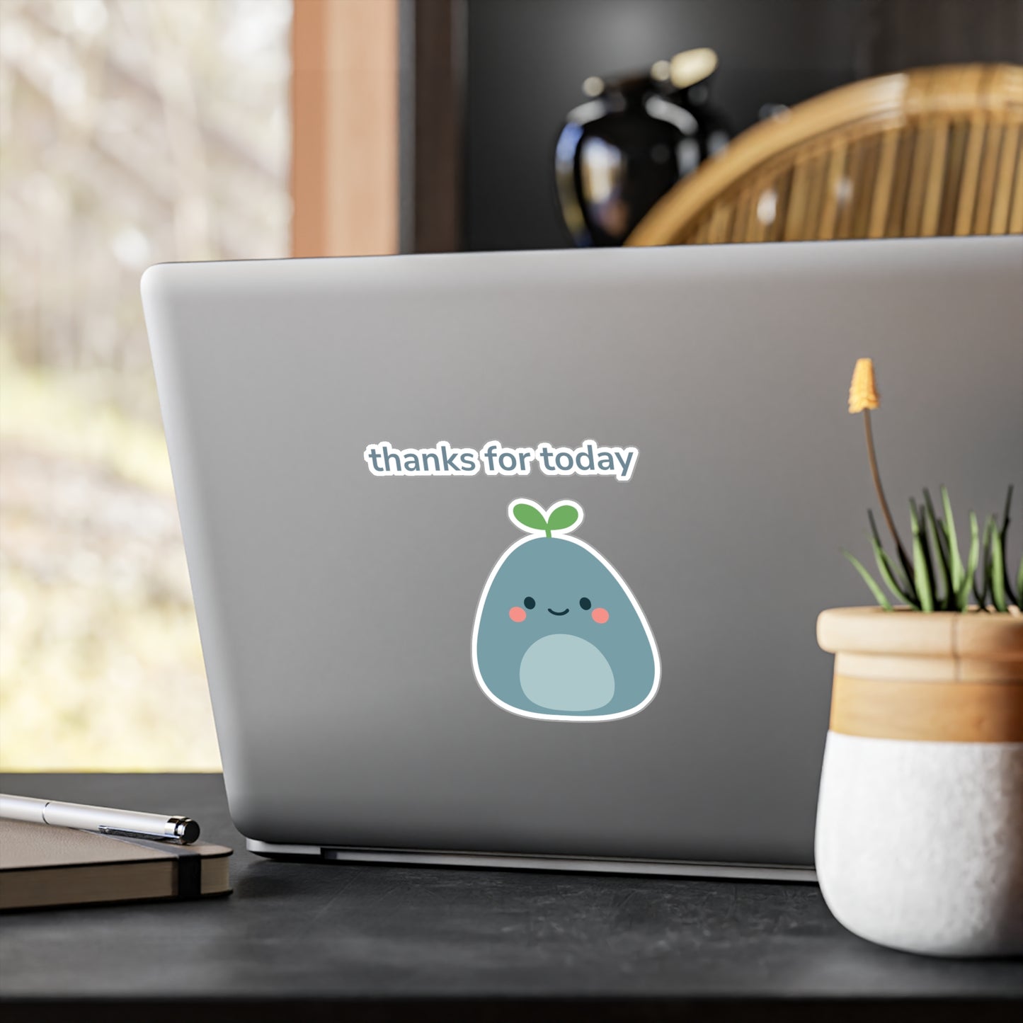 Thanks for Today with Quiet Mate Cute Avocado Vinyl Decal | Sticker | Kawaii Wall Decor, Planner Accessory, Gift for Friends, Positive Affirmation