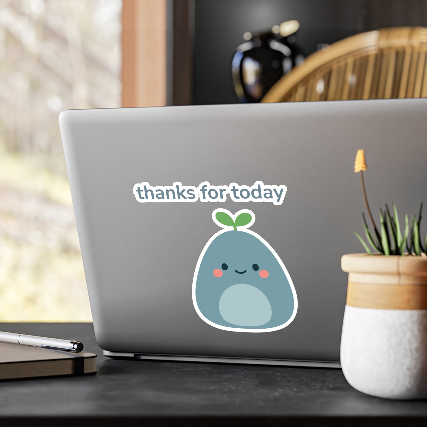 Thanks for Today with Quiet Mate Cute Avocado Vinyl Decal | Sticker | Kawaii Wall Decor, Planner Accessory, Gift for Friends, Positive Affirmation