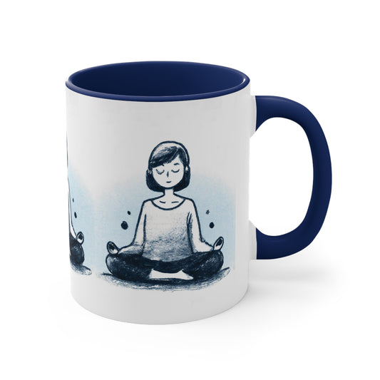 Yoga Meditation Accent Coffee Mug, 11oz