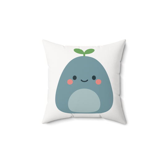 Quiet Mate, Cute Whale Plant Themed Square Pillow, Kid's Room Decor, Nautical Style Cushion, Eco-Friendly Home Accessories