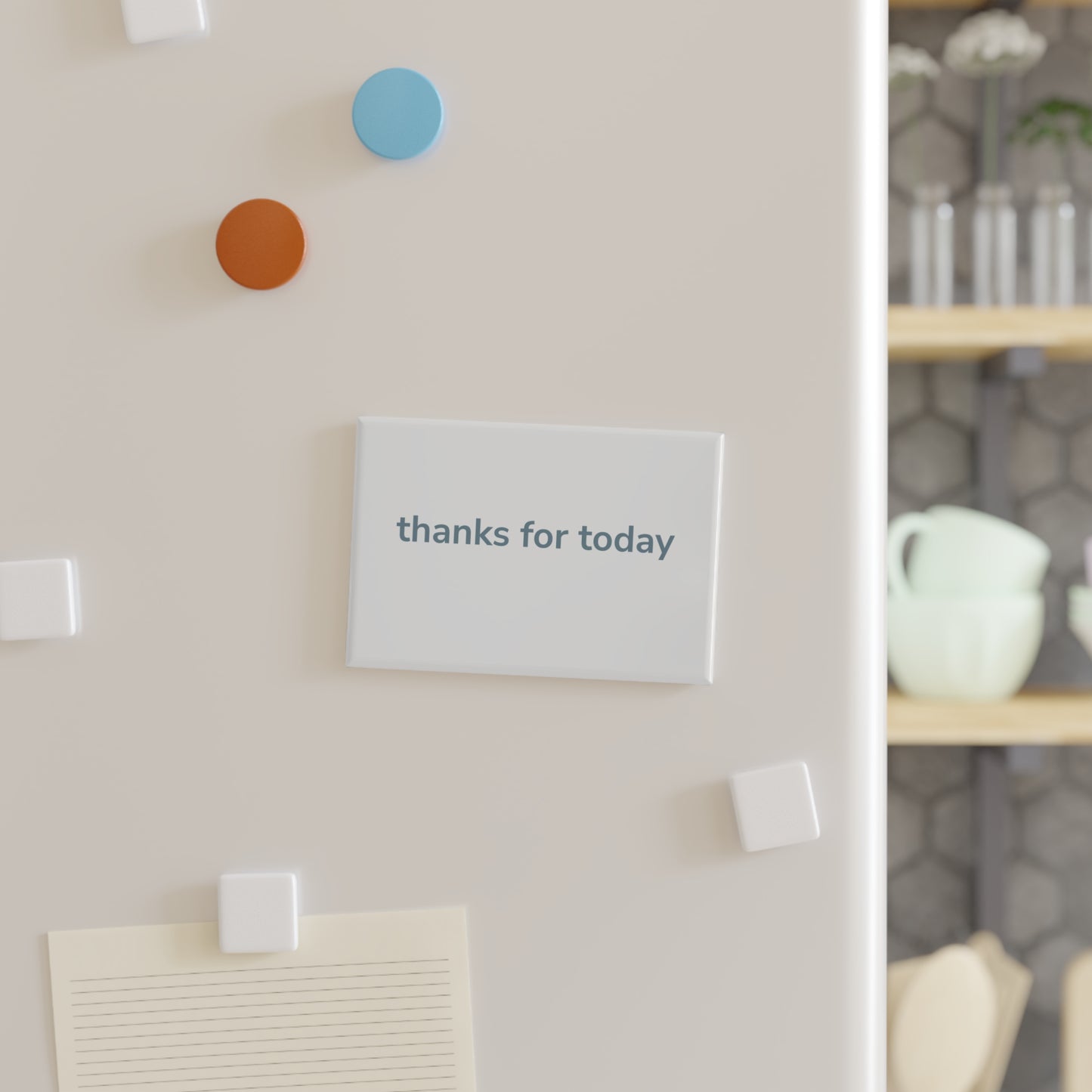 Rectangle Button Magnet - 'Thanks for Today' Decor, Gratitude Gift, Office or Home Fridge Magnet, Motivational Gift, 1 & 10 pcs Set